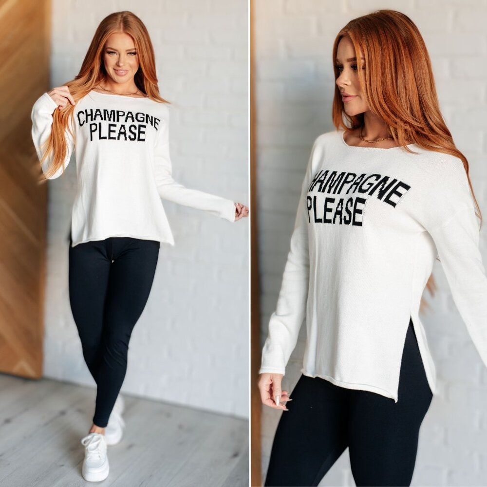 Champagne Please Sweater - Small